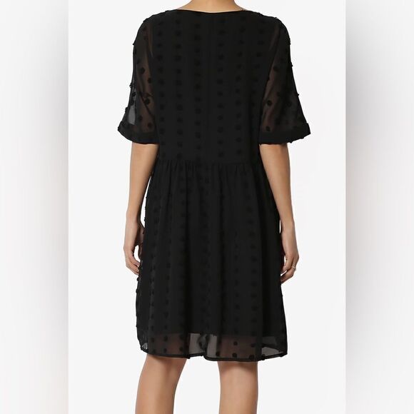 Ecowish Black Oversized Babydoll Boho Dress w/Balls of Fabric (Size: Small) - Picture 2 of 16